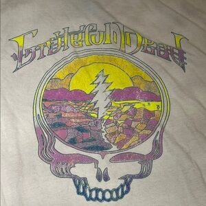 Grateful Dead Skull Tee - Pink with Multicolor Design Size XL